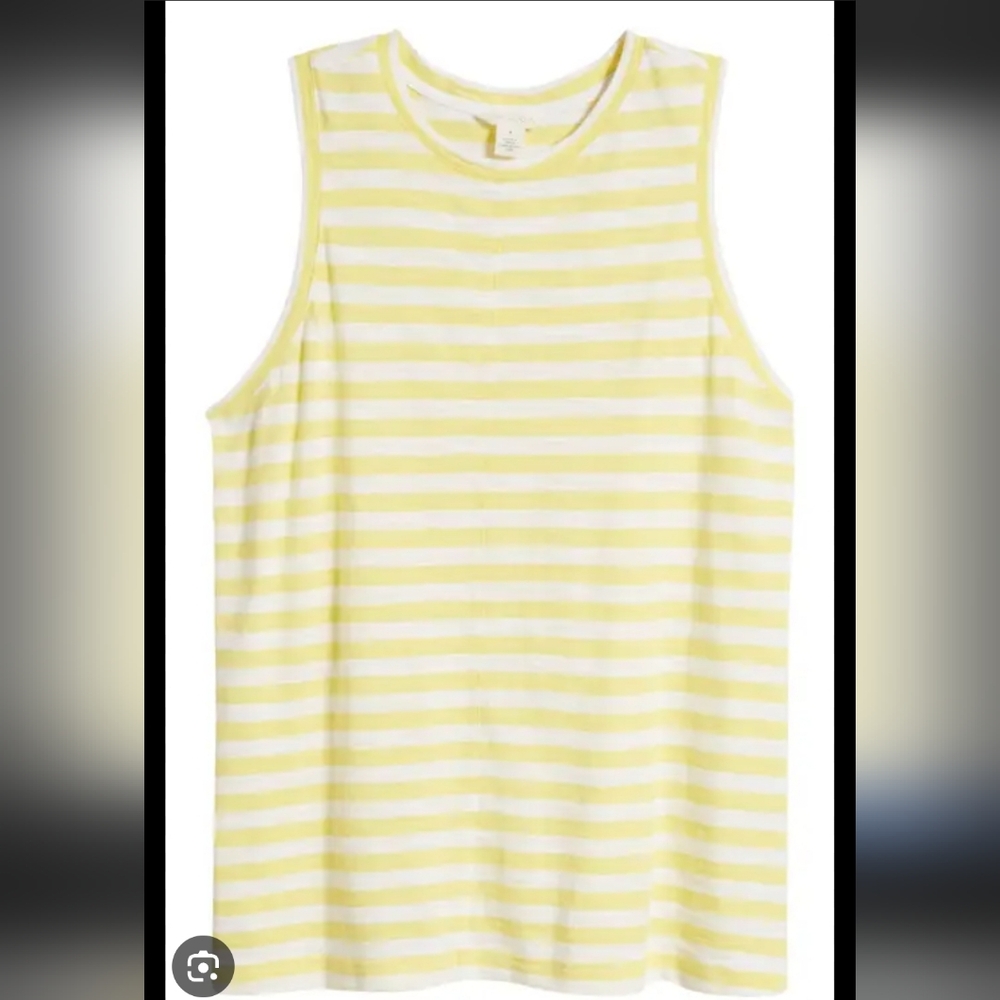 Caslon Yellow and White Striped Tank Top